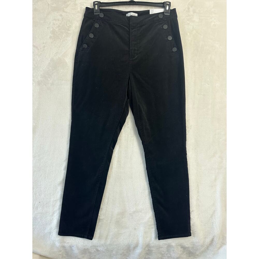 NWT LOFT Black Velour Skinny High Rise Pants 32 Stretch